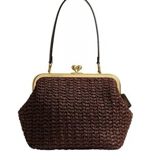 Coach Kisslock Medium Straw Frame Bag 27